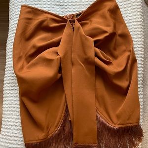 Pretty Little Thing Woven Tassel Tie Waist Wrap Skirt